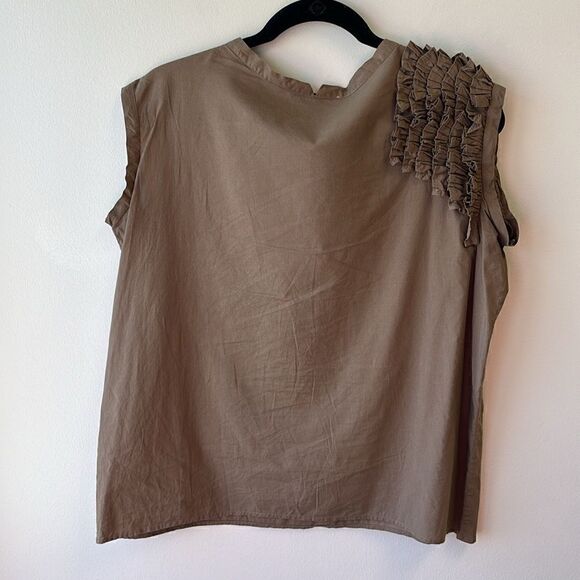 Sibel Saral XS sleeveless top brown cotton - Picture 11 of 12